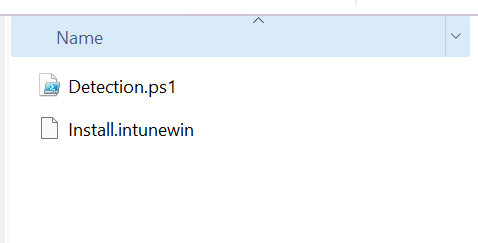 Windows output folder containing Detection.ps1 and an IntuneWin package